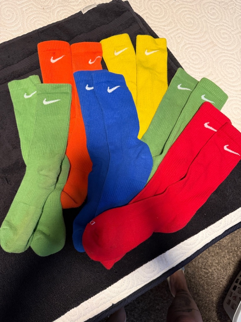 Nike Men's Crew Athletic Socks - Red, Blue, Yellow, Orange, Green